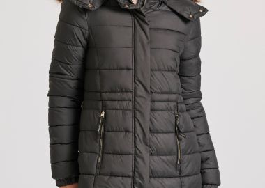 Long fit puffer μπουφάν με αποσπώμενη γούνα - FUNKY BUDDHA - 