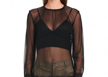Long-Sleeve Top In Black Tulle - Cutcuutur - 