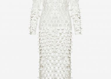Long Sleeved Column Dress in White - Cutcuutur - 