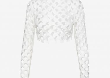 Long Sleeved Cropped Top in White - Cutcuutur - 