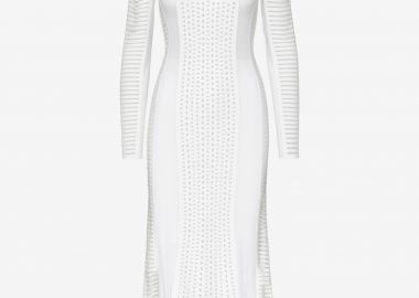 Long Sleeved Dress in White - Cutcuutur - 