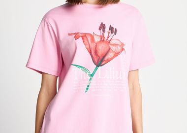 Loose βαμβακερό t-shirt με τύπωμα - FUNKY BUDDHA - 
