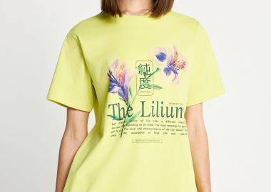 Loose βαμβακερό t-shirt με τύπωμα - FUNKY BUDDHA - 