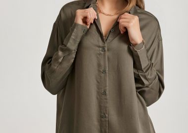 Loose fit ασύμμετρο πουκάμισο από βισκόζη - FUNKY BUDDHA - 