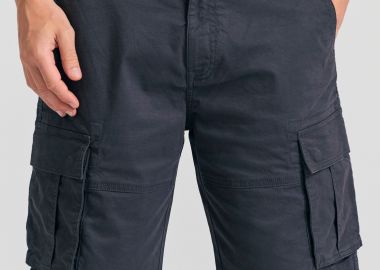 Loose fit cargo βερμούδα σε ζακάρ ύφανση - FUNKY BUDDHA - 