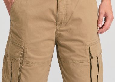 Loose fit cargo βερμούδα σε ζακάρ ύφανση - FUNKY BUDDHA - 