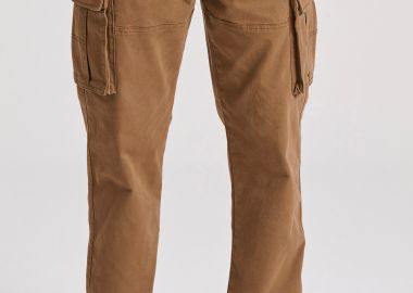 Loose fit cargo παντελόνι σε ζακάρ ύφανση - FUNKY BUDDHA - 