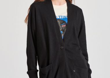 Loose fit cashmere blend πλεκτή ζακέτα - FUNKY BUDDHA - 
