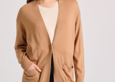 Loose fit cashmere blend πλεκτή ζακέτα - FUNKY BUDDHA - 