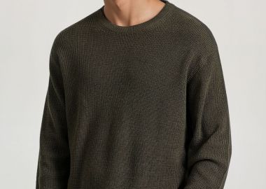 Loose fit casual πλεκτή μπλούζα με ανάγλυφη υφή - FUNKY BUDDHA - 