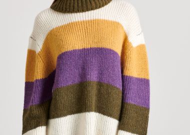 Loose fit color block μακρύ πουλόβερ - FUNKY BUDDHA - 