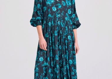 Loose fit εμπριμέ μάξι σεμιζιέ φόρεμα με βολάν - FUNKY BUDDHA - 