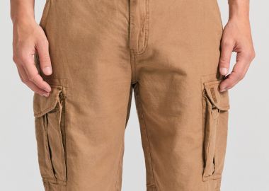 Loose fit linen blend cargo βερμούδα - FUNKY BUDDHA - 