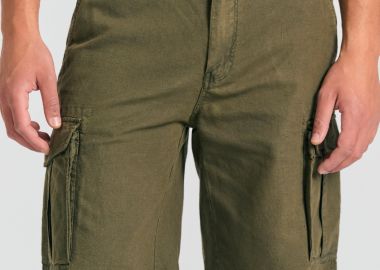 Loose fit linen blend cargo βερμούδα - FUNKY BUDDHA - 