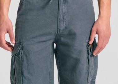 Loose fit linen blend cargo βερμούδα - FUNKY BUDDHA - 