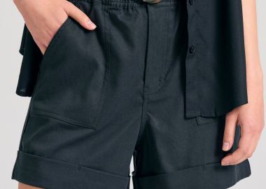 Loose fit lyocell blend σορτς με ζώνη και βολάν - FUNKY BUDDHA - 