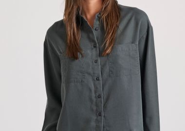 Loose fit lyocell garment dyed cropped πουκάμισο - FUNKY BUDDHA - 