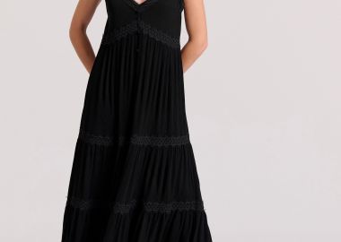 Loose fit μάξι boho φόρεμα με δανδέλα και βολάν - FUNKY BUDDHA - 