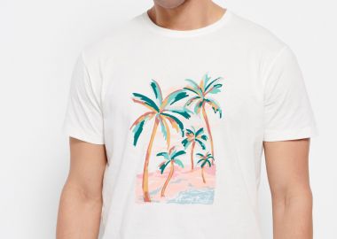 Loose fit paint brushed t-shirt από οργανικό βαμβάκι - FUNKY BUDDHA - 