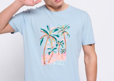 Loose fit paint brushed t-shirt από οργανικό βαμβάκι - FUNKY BUDDHA - 