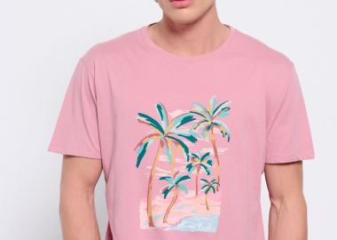 Loose fit paint brushed t-shirt από οργανικό βαμβάκι - FUNKY BUDDHA - 