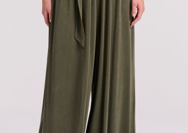 Loose fit παντελόνα με ελαστική μέση και ζώνη - FUNKY BUDDHA - 