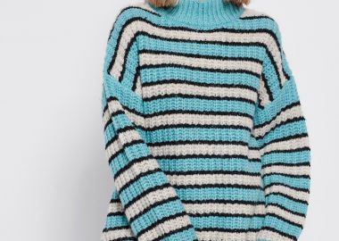 Loose fit πλεκτό πουλόβερ με ρίγες - FUNKY BUDDHA - 