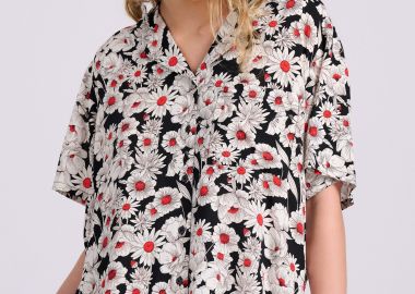 Loose fit πουκάμισο με φλοράλ τύπωμα - FUNKY BUDDHA - 