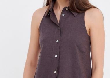 Loose fit πουκάμισο με λινό - FUNKY BUDDHA - 