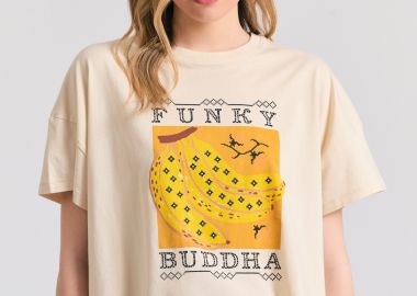 Loose fit t-shirt από οργανικό βαμβάκι με τύπωμα - FUNKY BUDDHA - 