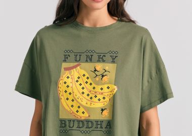 Loose fit t-shirt από οργανικό βαμβάκι με τύπωμα - FUNKY BUDDHA - 