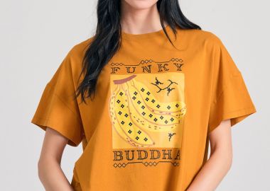 Loose fit t-shirt από οργανικό βαμβάκι με τύπωμα - FUNKY BUDDHA - 
