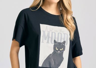 Loose fit t-shirt με φωτογραφικό τύπωμα - FUNKY BUDDHA - 