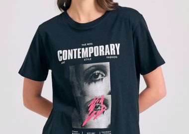 Loose fit t-shirt με illusion photographic τύπωμα - FUNKY BUDDHA - 