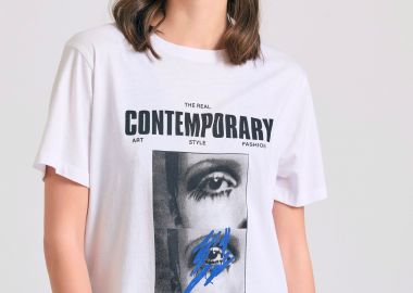 Loose fit t-shirt με illusion photographic τύπωμα - FUNKY BUDDHA - 