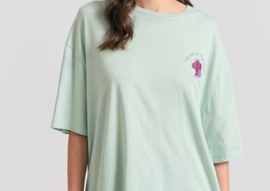 Loose fit t-shirt με photographic τύπωμα στην πλάτη - FUNKY BUDDHA - 