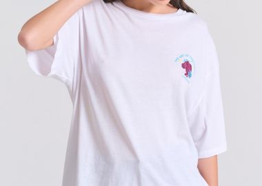 Loose fit t-shirt με photographic τύπωμα στην πλάτη - FUNKY BUDDHA - 