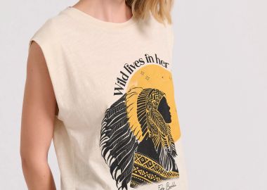 Loose fit t-shirt με τύπωμα σε boho look - FUNKY BUDDHA - 