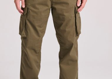 Loose tapered fit cargo παντελόνι σε ζακάρ ύφανση - FUNKY BUDDHA - 