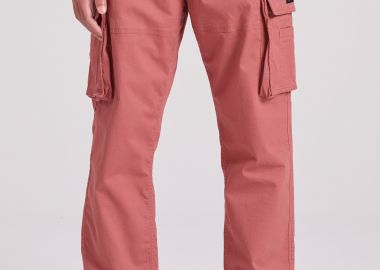 Loose tapered fit cargo παντελόνι σε ζακάρ ύφανση - FUNKY BUDDHA - 