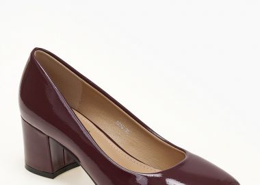 Λουστρίνι χαμηλές γόβες με χοντρό τακούνι - Μπορντώ - Issue - 