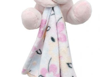 Λούτρινο Ζωάκι με Πανάκι Παρηγορίας Coral Fleece Εμπριμέ bebe Unicorn 13 Ύψος 20 cm Pink 100% Polyester - Dimcol - 