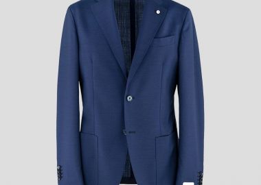 LUBIAM Ανδρικό Μπλε Jack Fly Blue Moleskin Blazer Jacket - LUBIAM - 