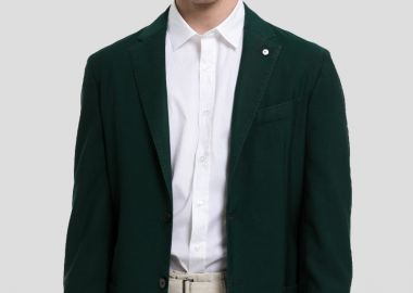 LUBIAM Ανδρικό Πράσινο Garment Dyed Jack Jacket - LUBIAM - 