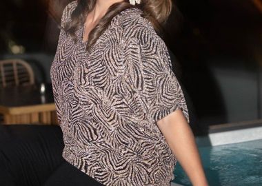 Lurex κοντομάνικη μπλούζα εμπριμέ γεωμετρικό -  - 