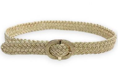 lurex πλεκτή ελαστική ζώνη Leslie χρυσό - PerfectDress.gr - 