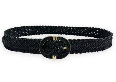 lurex πλεκτή ελαστική ζώνη Leslie μαύρο - PerfectDress.gr - 