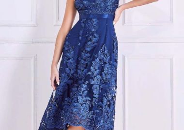 luxe lace φόρεμα δαντέλα Baroness blue navy - PerfectDress.gr - 