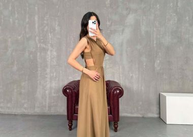 LYDIA ΓΥΝΑΙΚΕΙO ΑΜΑΝΙΚΟ MAKΡΥ ΦΟΡΕΜΑ (ΚΑΦΕ) - SOU - 