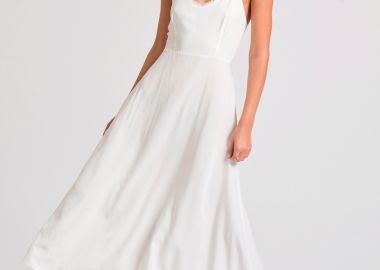 Lyocell blend μίντι φόρεμα με ανοιχτή πλάτη - FUNKY BUDDHA - 